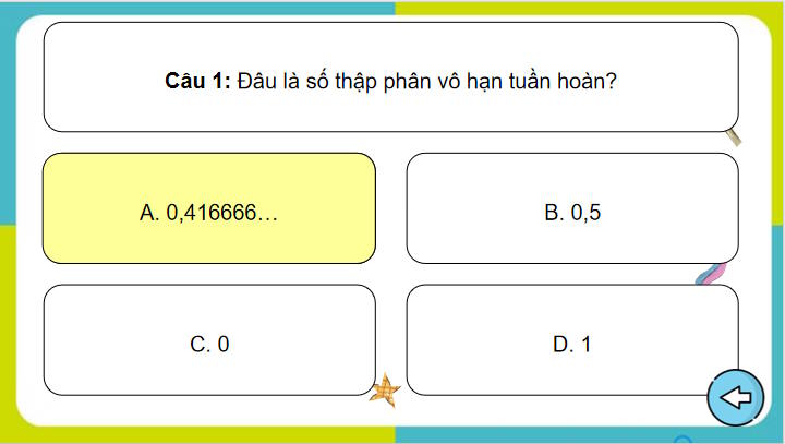 Trò chơi khởi động Toán 7 Bài 5 Tập hợp các số hữu tỉ