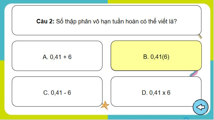 Trò chơi khởi động Toán 7 Bài 5 Tập hợp các số hữu tỉ
