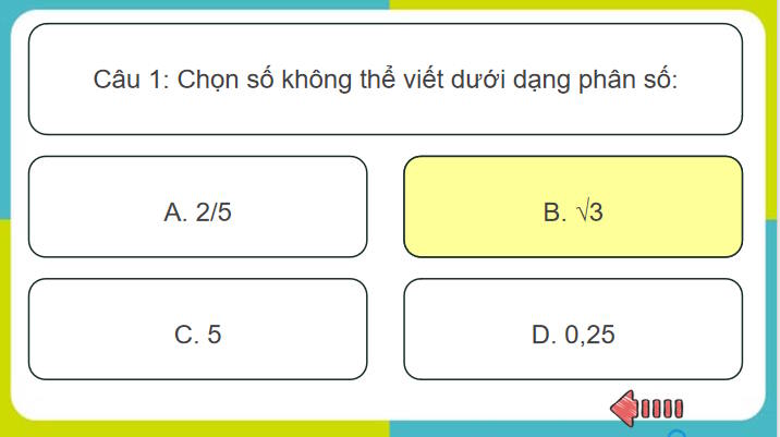 Trò chơi khởi động Toán 7 Bài 6 Tập hợp các số hữu tỉ