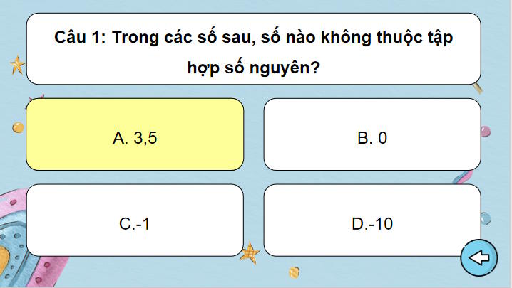 Trò chơi khởi động Toán 7 Bài 7 Tập hợp các số hữu tỉ