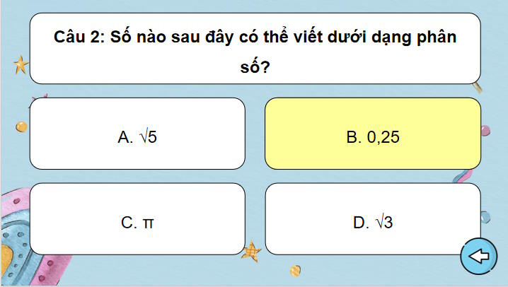 Trò chơi khởi động Toán 7 Bài 7 Tập hợp các số hữu tỉ