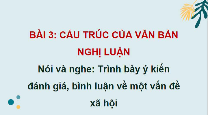 Ngữ văn 11 Bài 3: Trình bày ý kiến đánh giá, bình luận về một vấn đề xã hội
