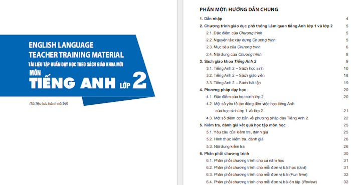 Tài liệu tập huấn SGK Tiếng Anh lớp 2
