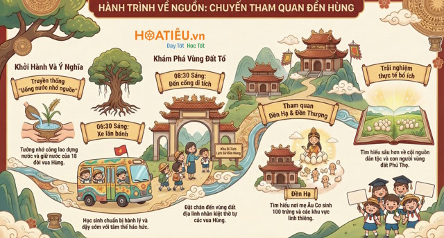 Dàn ý thuật lại một chuyến đi tham quan di tích lịch sử Đền Hùng