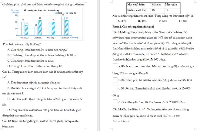 Đề thi học kì 2 Toán 6 Kết nối tri thức