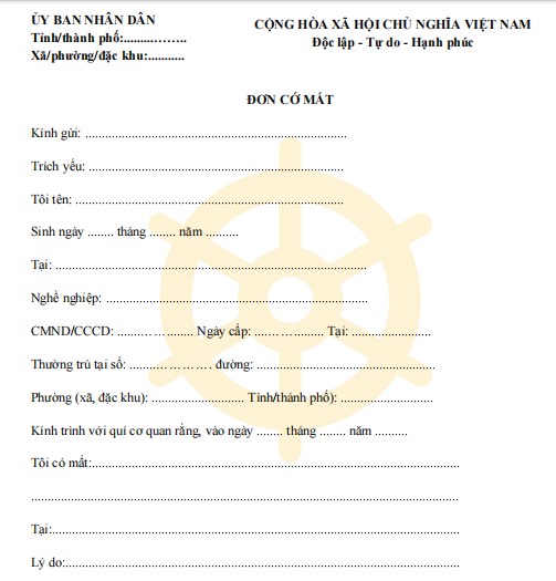 Mẫu đơn trình báo mất giấy tờ với xã phường