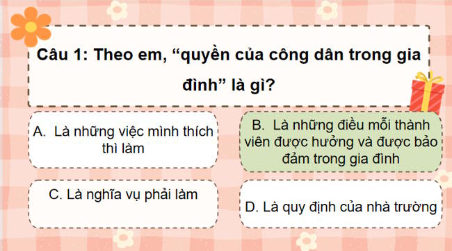 Trò chơi khởi động GDCD 7 Bài 10