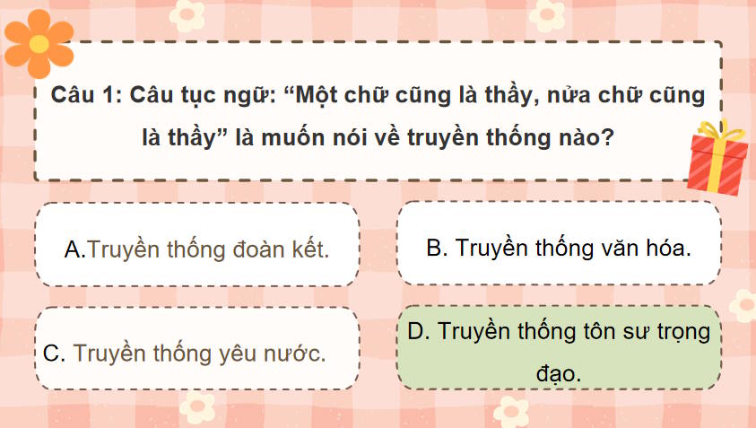 Trò chơi khởi động Giáo dục công dân 8 Bài 1