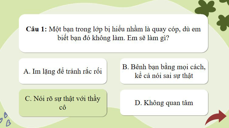Trò chơi khởi động Giáo dục công dân 8 Bài 4
