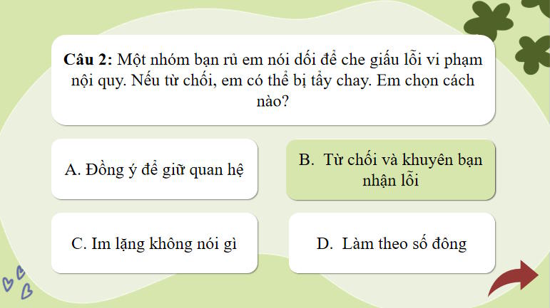 Trò chơi khởi động Giáo dục công dân 8 Bài 4