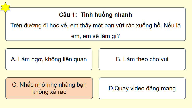 Trò chơi khởi động Giáo dục công dân 8 Bài 5