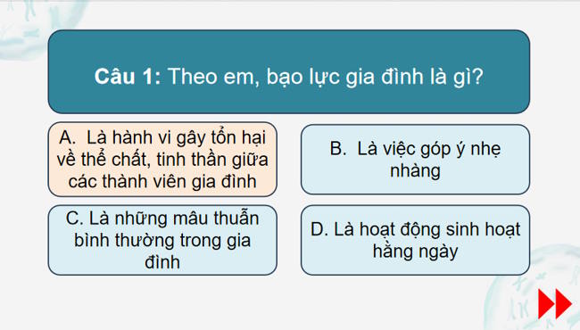 Trò chơi khởi động Giáo dục công dân 8 Bài 7