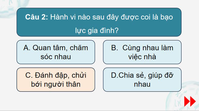 Trò chơi khởi động Giáo dục công dân 8 Bài 7