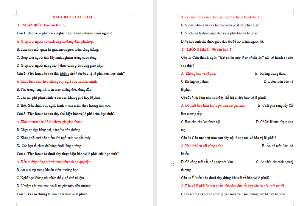 Trò chơi khởi động Giáo dục công dân 8 Bài 4