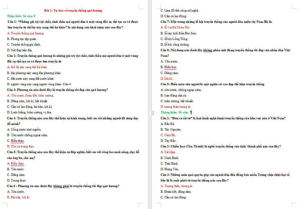 Bài tập Giáo dục công dân 7 Bài 1