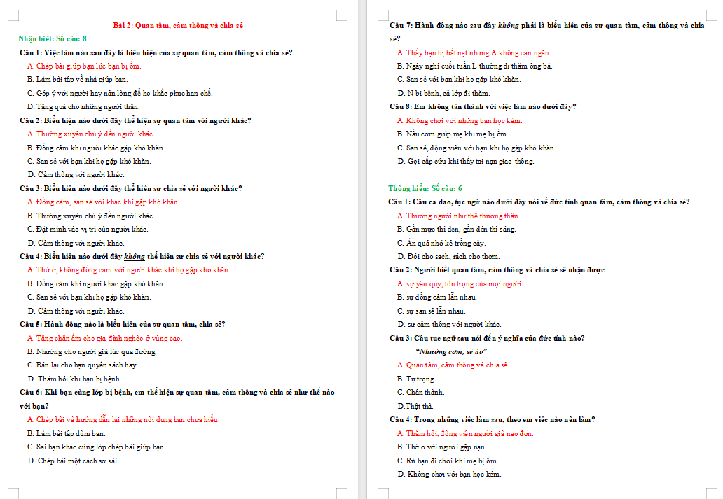 Bài tập Giáo dục công dân 7 Bài 2