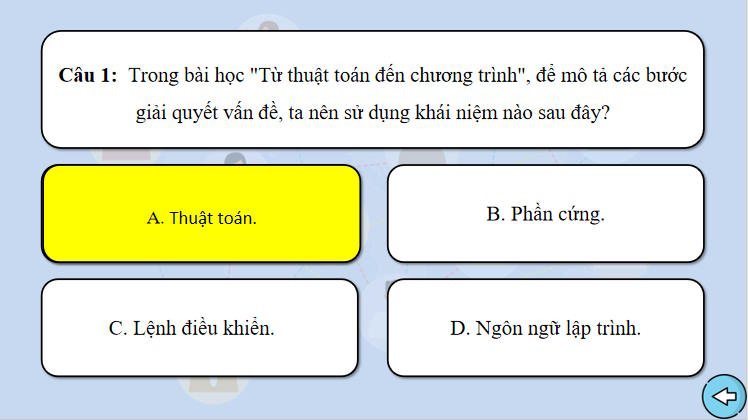 Trò chơi khởi động Tin học 8 Bài 12