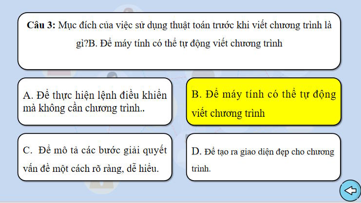 Trò chơi khởi động Tin học 8 Bài 12