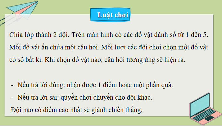 Trò chơi khởi động Toán 8 Bài 23