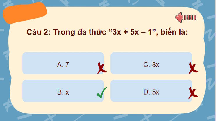 Trò chơi khởi động Toán 8 Bài 25