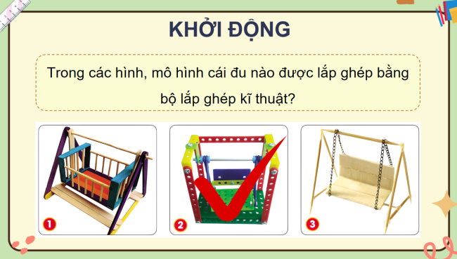 PowerPoint Công nghệ 4 Bài 9: Lắp ghép mô hình cái đu