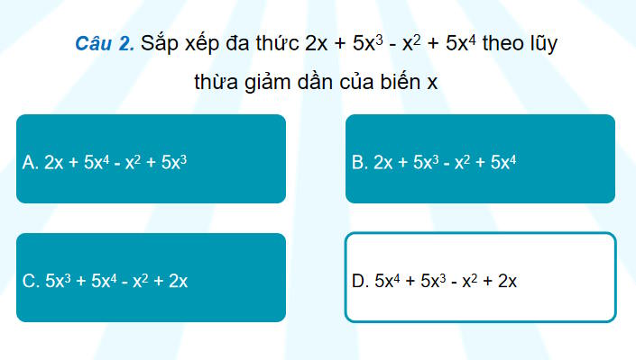 Trò chơi khởi động Toán 8 Bài tập cuối chương 1