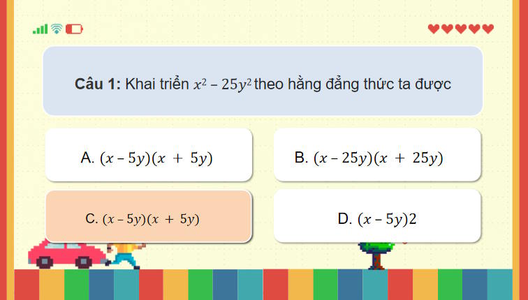 Trò chơi khởi động Toán 8 Bài tập cuối chương 2