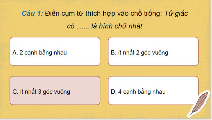 Trò chơi khởi động Toán 8 Bài tập cuối chương 3
