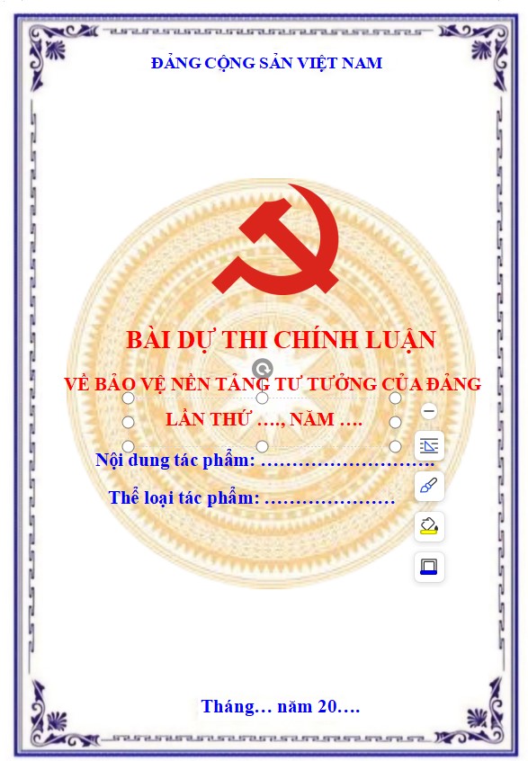 Mẫu bìa bài dự thi viết bảo vệ nền tảng tư tưởng của Đảng