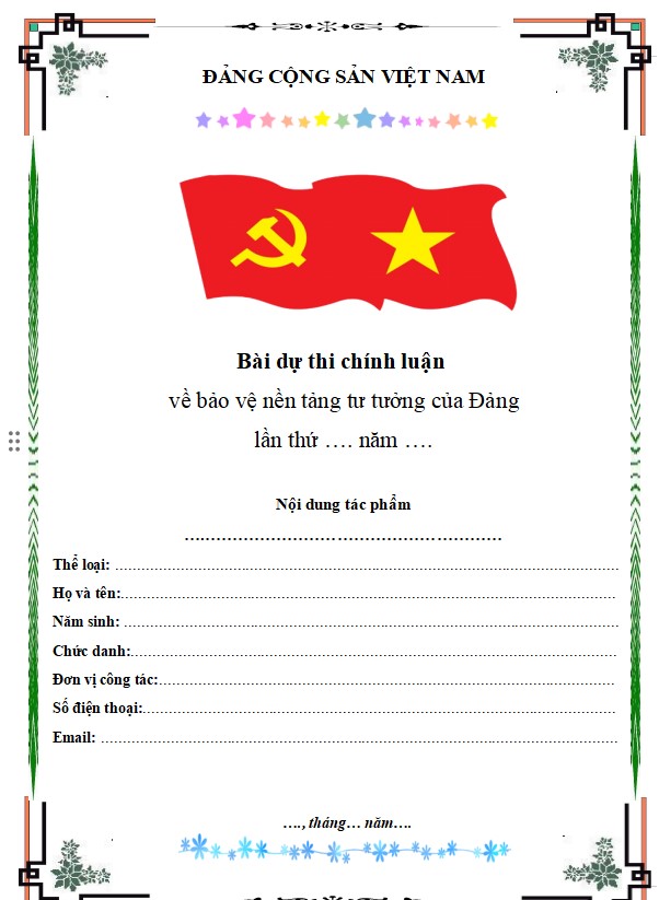 Mẫu bìa bài dự thi viết bảo vệ nền tảng tư tưởng của Đảng