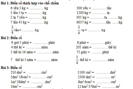 Phần 2: ÔN TẬP VỀ ĐẠI LƯỢNG