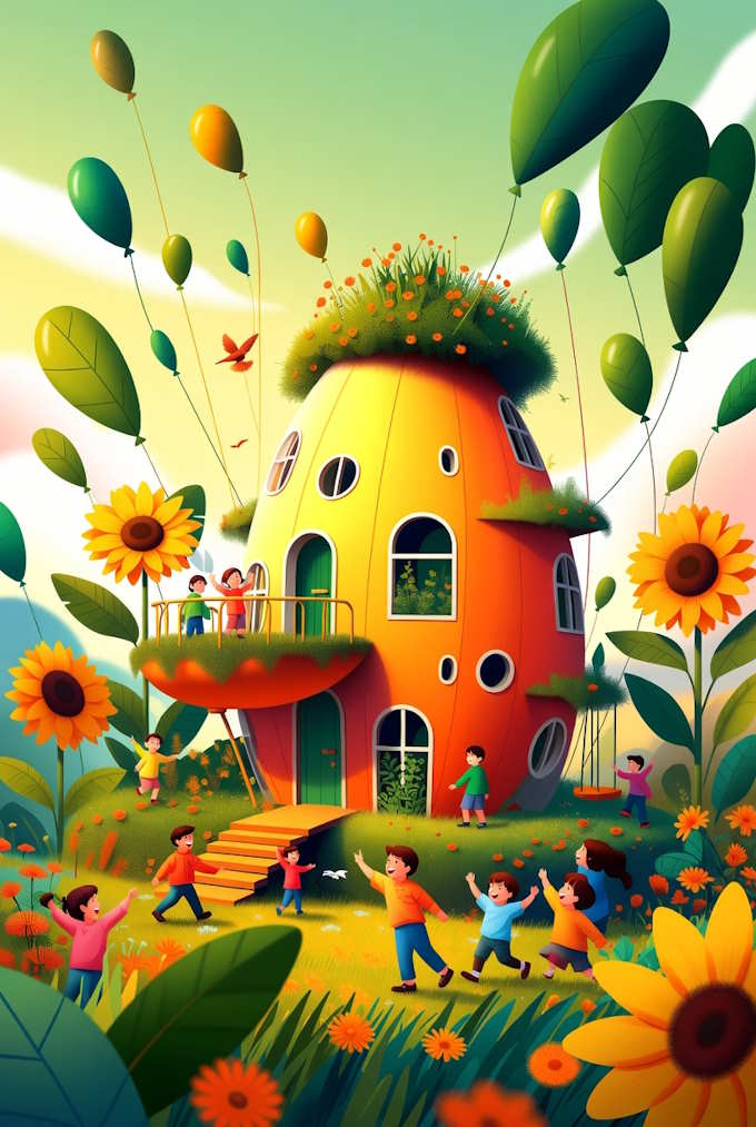 Vẽ tranh Ngôi nhà mơ ước chủ đề đô thị xanh hạnh phúc ấn tượng