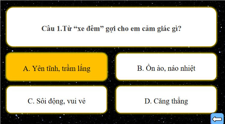 Trò chơi khởi động Ngữ văn 8: Xe đêm