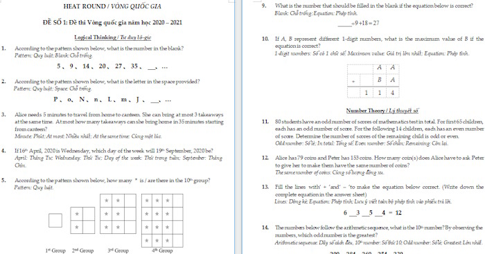 Đề Toán HKIMO lớp 2 Vòng quốc gia