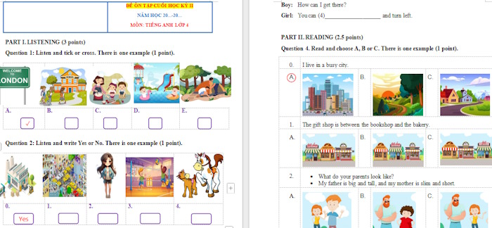 Đề ôn thi học kì 2 Tiếng Anh lớp 4 Global Success