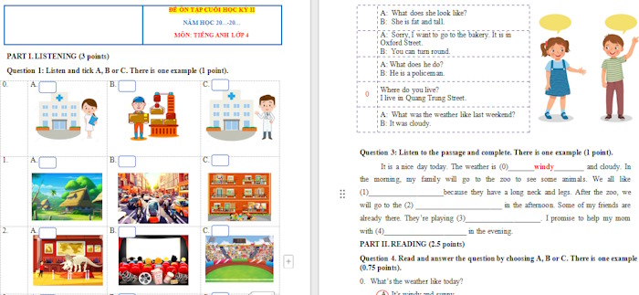 Đề ôn thi học kì 2 Tiếng Anh lớp 4 Global Success