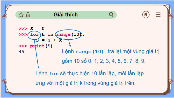 Câu lệnh lặp for