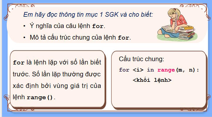 Câu lệnh lặp for