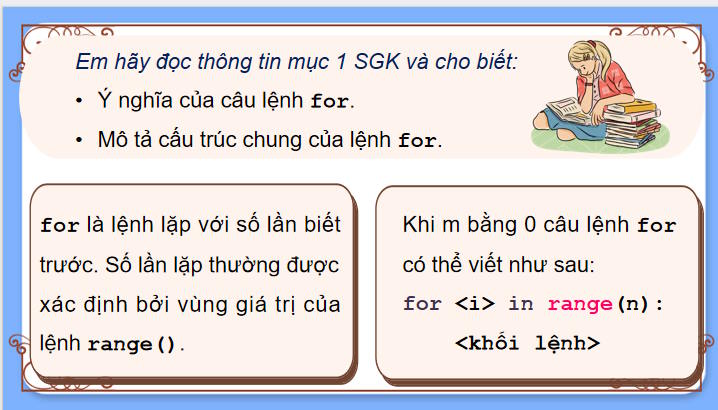 Câu lệnh lặp for