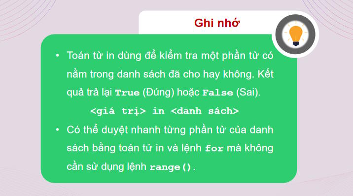 Một số lệnh làm việc với dữ liệu danh sách
