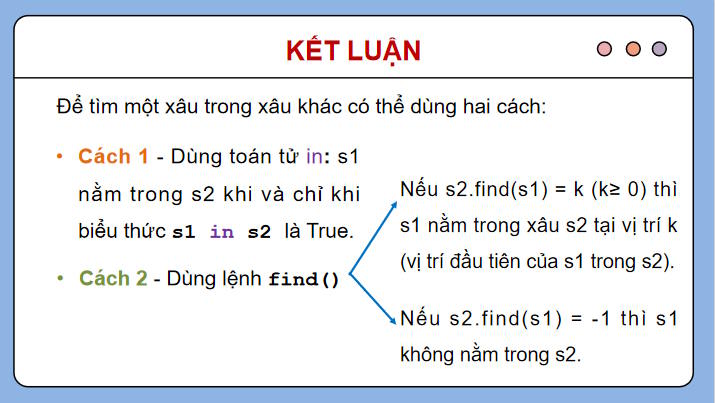 Một số lệnh làm việc với xâu kí tự