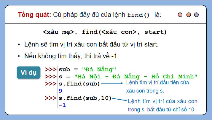 Một số lệnh làm việc với xâu kí tự