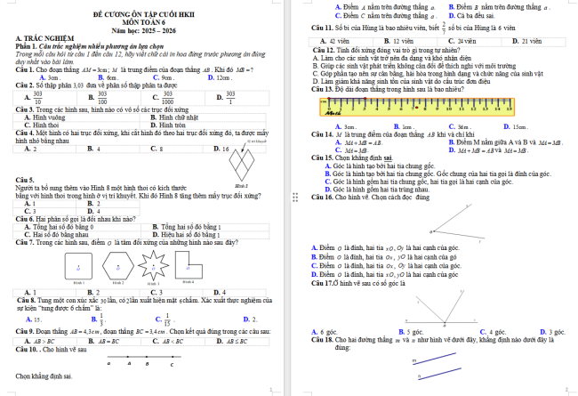 Đề cương học kì 2 môn Toán 6 Cánh diều