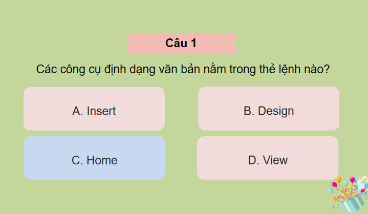 Trò chơi khởi động Tin học 7 Bài 12