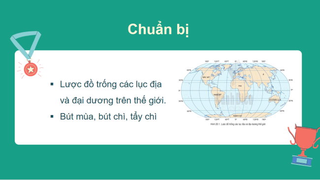 PowerPoint Địa lí 6 Bài 20: Thực hành: Xác định trên lược đồ các đại dương thế giới