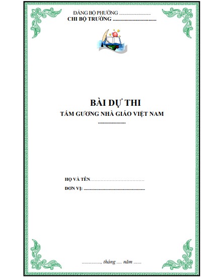 Mẫu bìa bài dự thi cuộc thi tấm gương nhà giáo Việt Nam