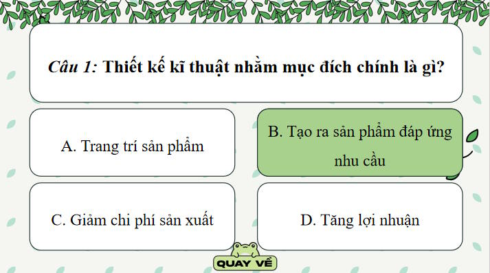 Trò chơi khởi động Công nghệ 8 Bài 19