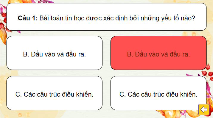 Trò chơi khởi động Tin học 9 Bài 15