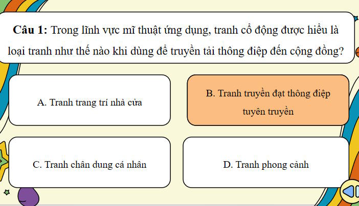 Trò chơi khởi động Mĩ thuật 7 Bài 12
