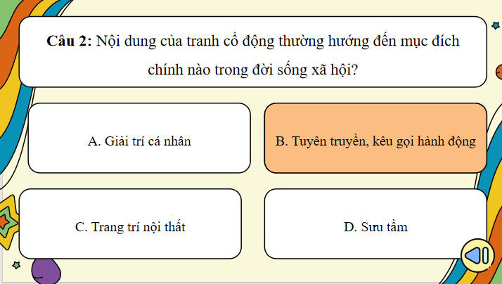 Trò chơi khởi động Mĩ thuật 7 Bài 12